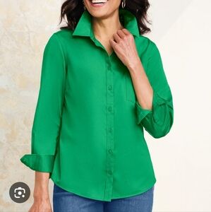 DRAPER'S & DAMON'S Non-Iron Long Sleeve Shirt. Jollygreen. Size 20W.